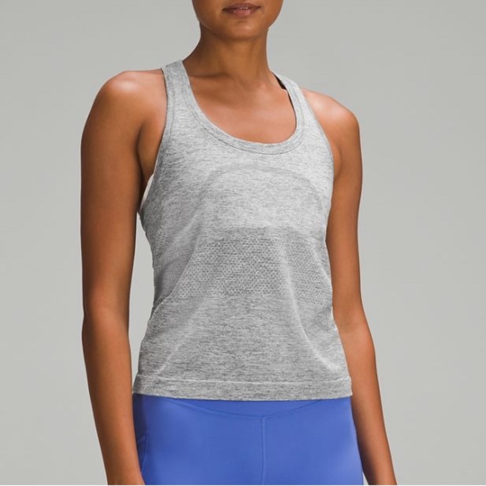 LULULEMON Swiftly Tech Racerback Tank 2.0 *Race length -SLATE GREY/WHITE -size 4